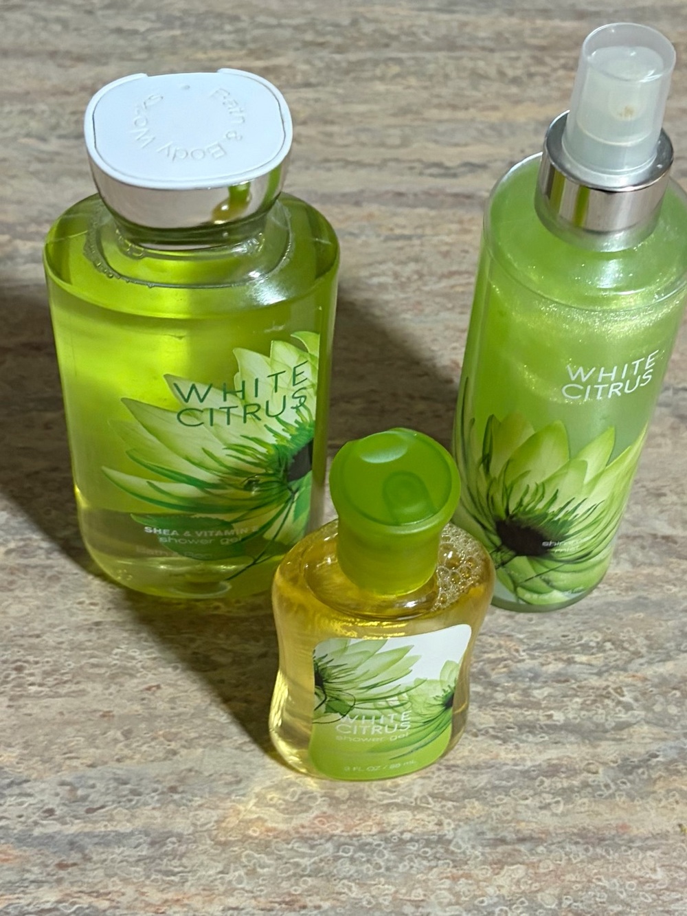 Bath & Body Works Discontinued Shower Gels & Body Shimmer Mist Trio Set - Green